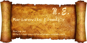 Marianovits Elemér névjegykártya